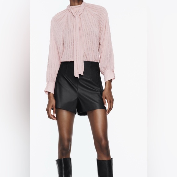 Zara tied dotted mesh blouse 2216/862 - Picture 2 of 3